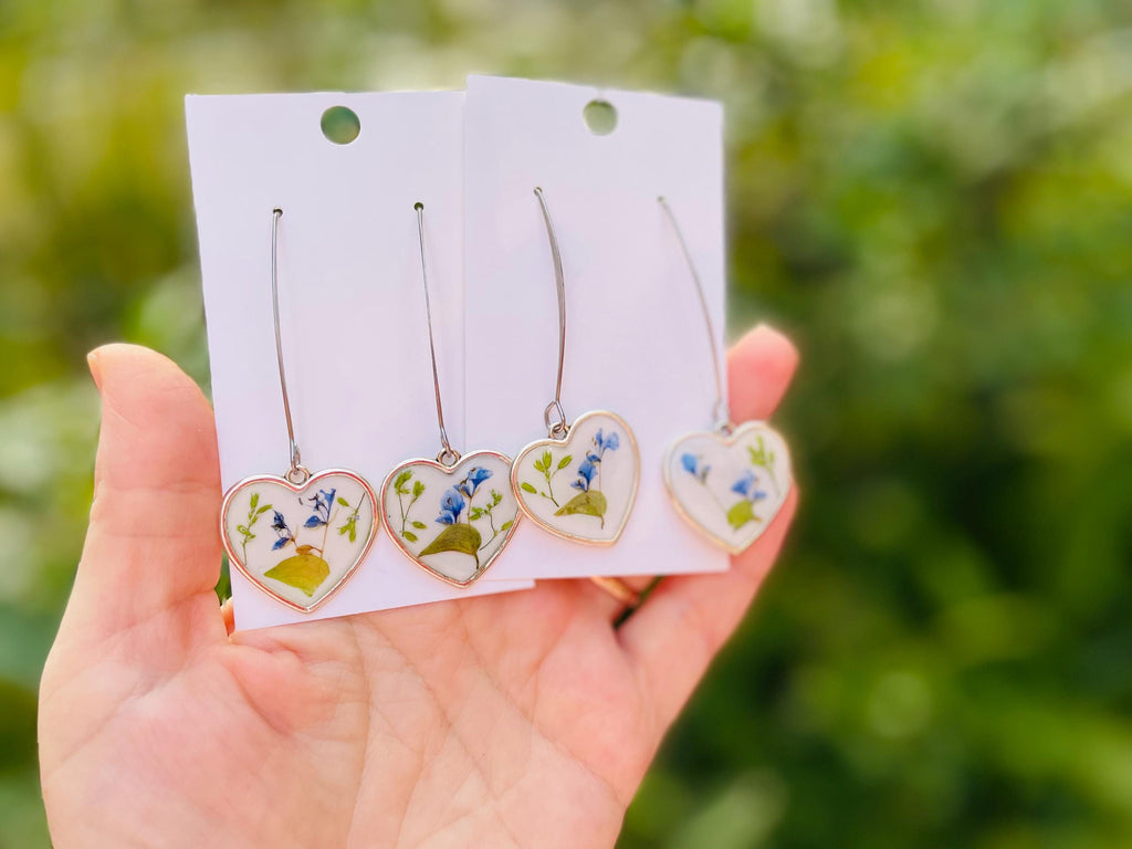 Vintage Silver Heart Drop Earrings: Romantic Porcelain Inspired Jewelry