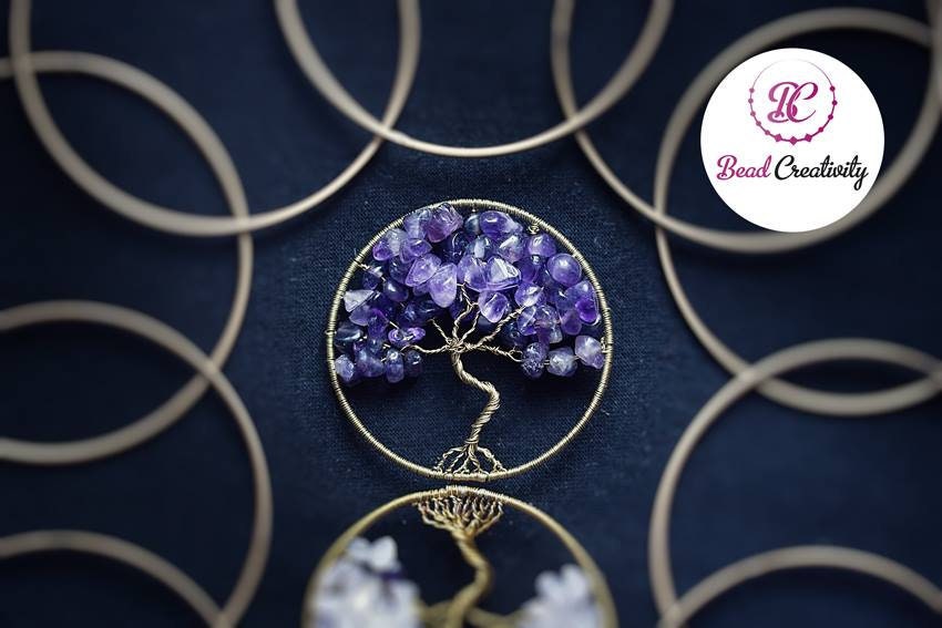 Tree of Life Pendant Necklace: Copper Wire Wrapped Coral Birthstone