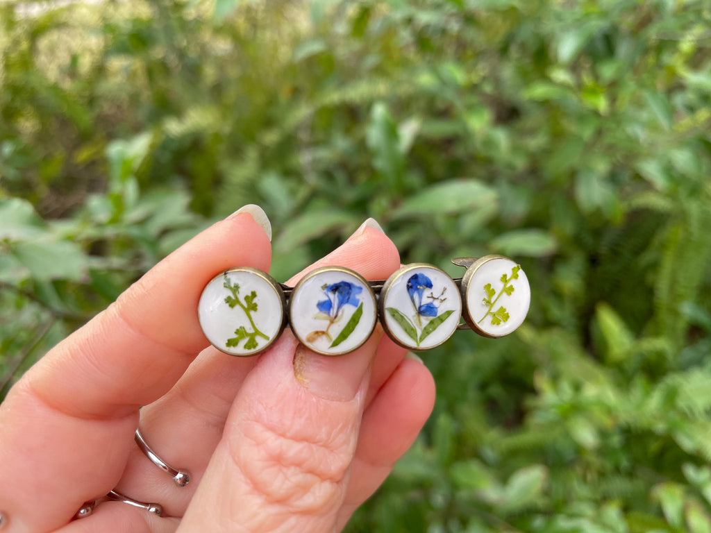 Blue and White Real Wildflower Barrette Hair Pin: handmade nature hair accessories