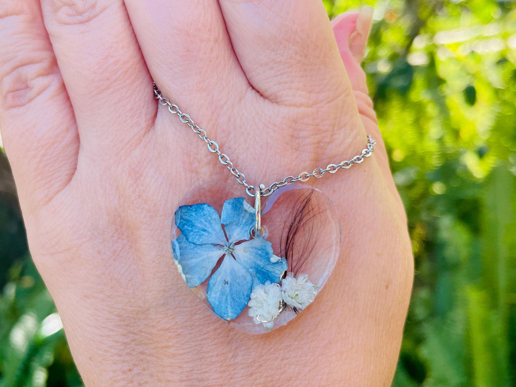 Mourning Jewelry Custom hair memorial necklace keepsake Mom Birthflower Memorial jewelry Personalized Funeral Lock of Hair Miscarriage Gift