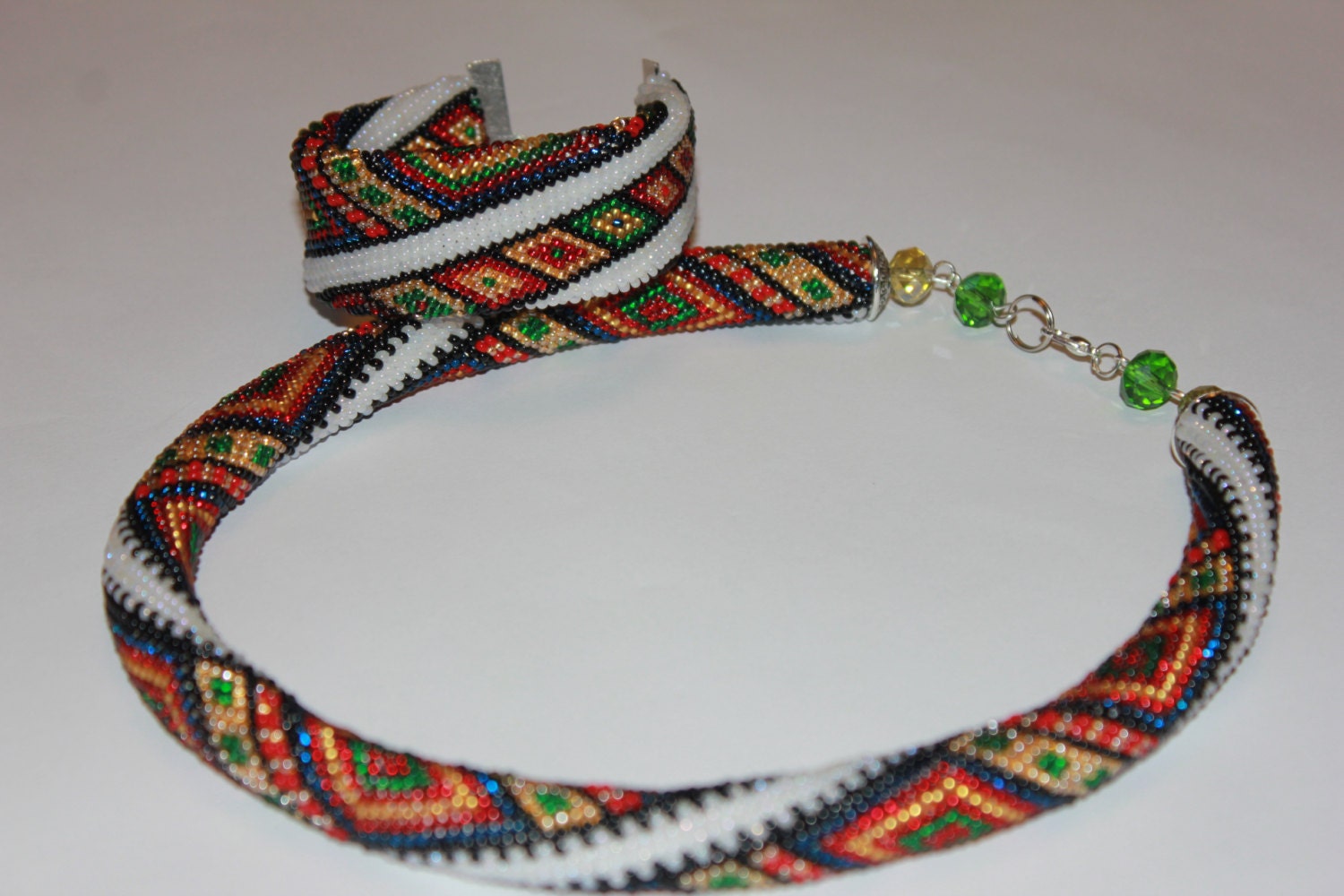 Ukrainian geometric beadwork choker Vyshyvanka seed beads necklace crochet ethnic style gift Bukovyna ethnic necklace ColChristmas clearance