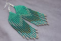Emerald beaded earrings, Long earrings Fringe earrings, Ombre earrings Seed bead earrings, Chandelier earring Boho, beadwork earrings Dangle