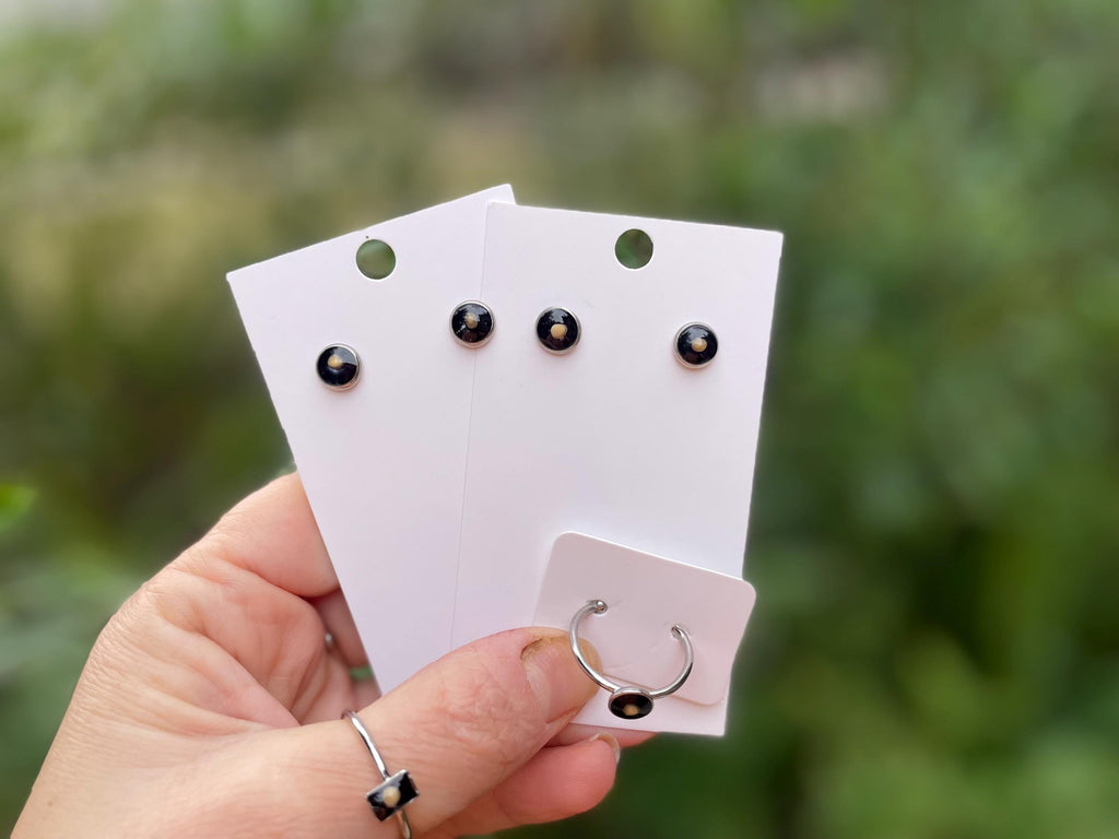 Black Mustard Seed Stud Earrings: Inspirational Faith Jewelry