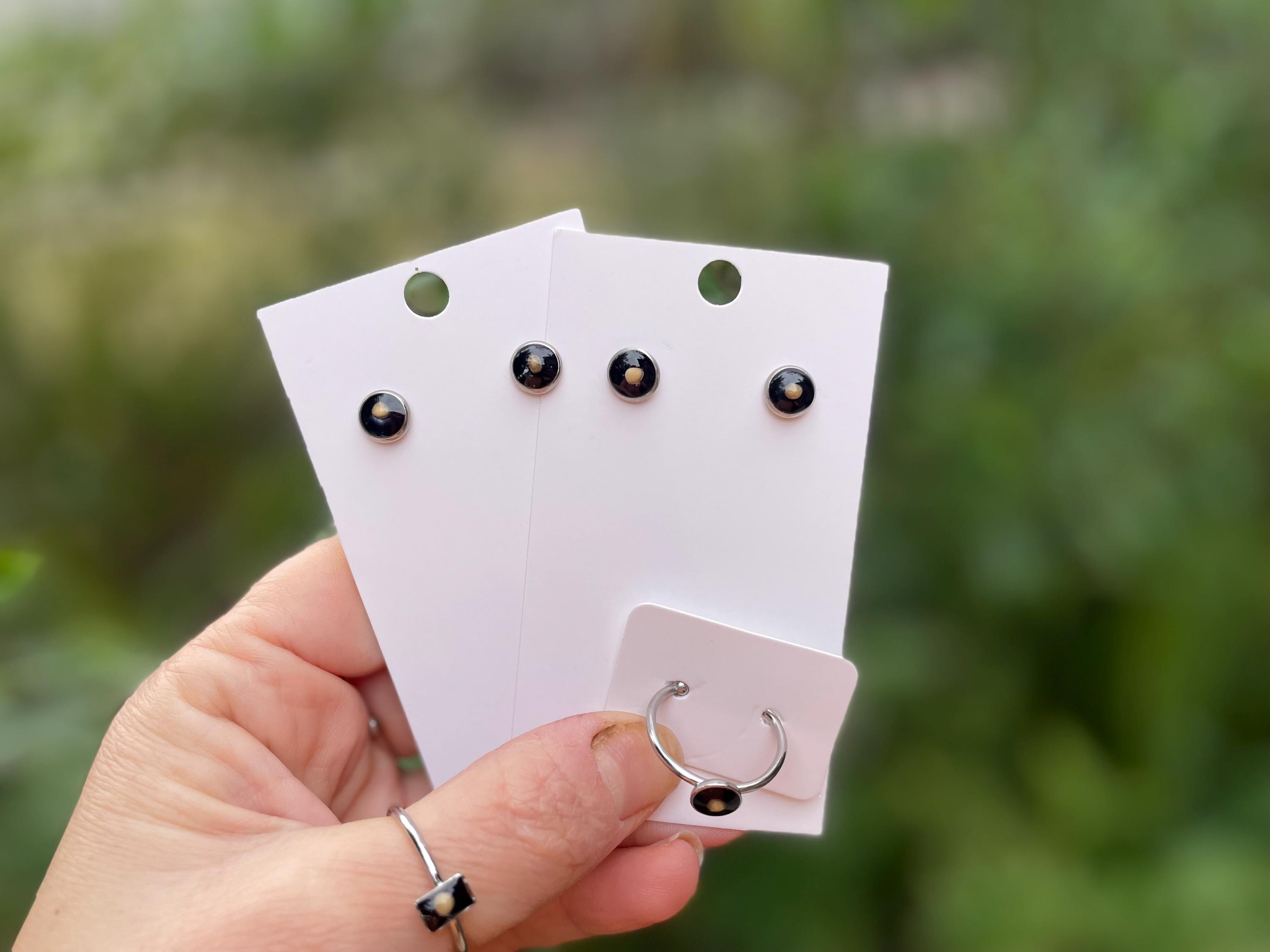 Black Mustard Seed Stud Earrings: Inspirational Faith Jewelry