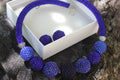 Blue bib choker necklaces for women seed beaded ball bonbon jewelry for her bold statement necklaces, fashion jewellery for women bridesmaid