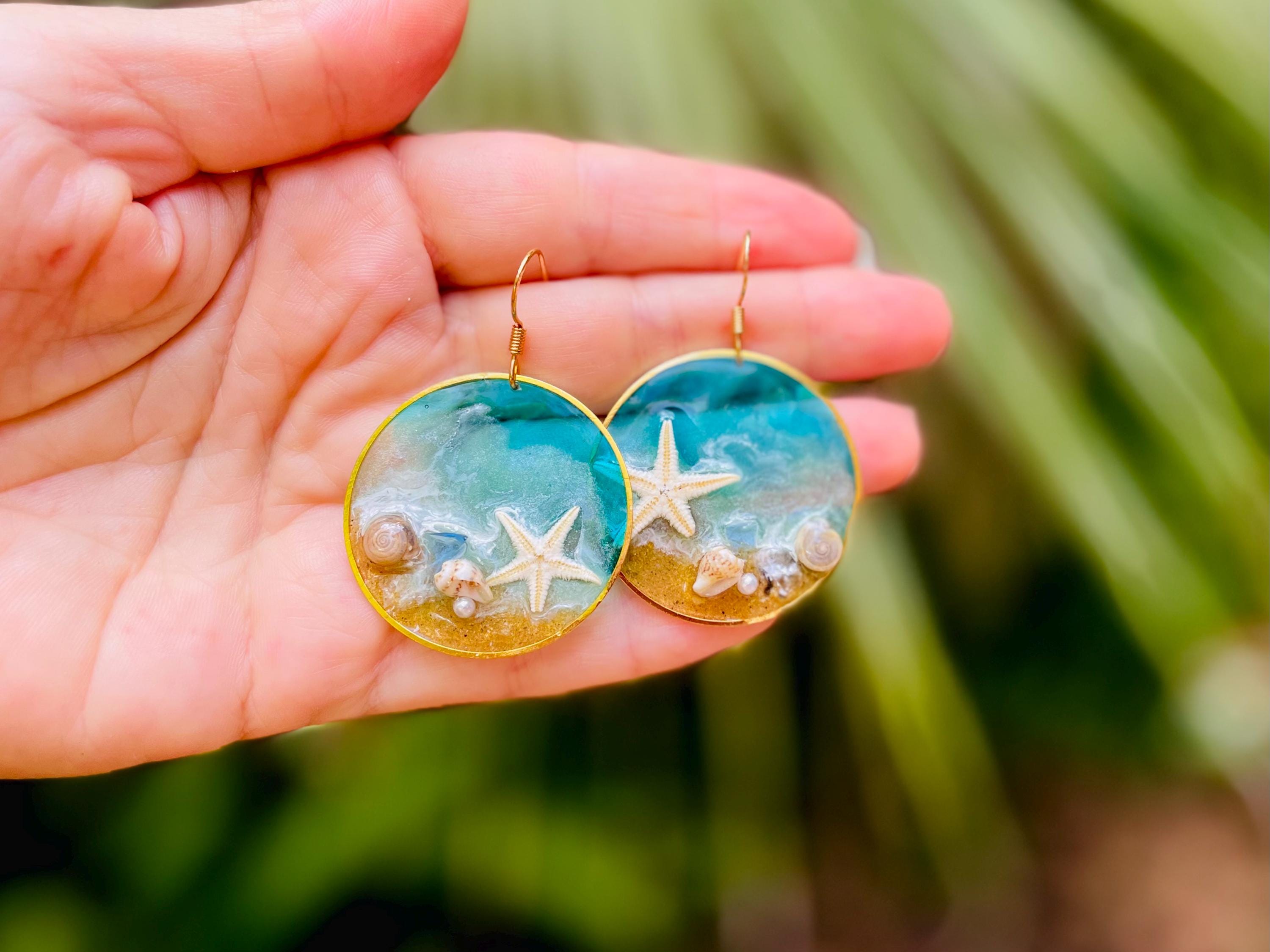 Starfish Pearl Drop Earrings: Boho Beach Clip-Ons