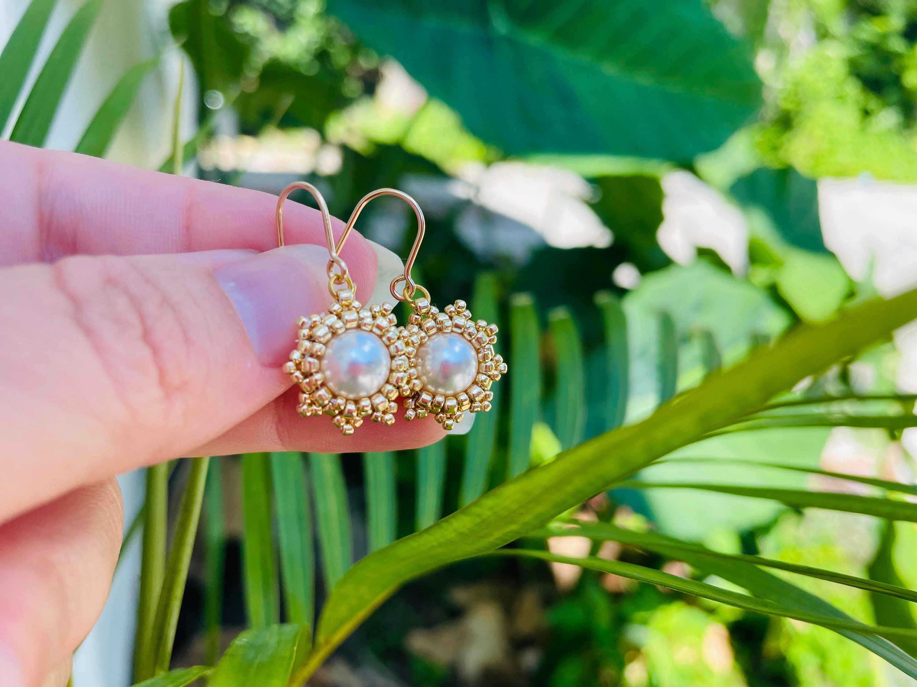 Sterling silver or gold filled Pearl minimalist wedding earrings, Flower girl dainty earrings bridal, wedding earrings set, Bridesmaid gifts