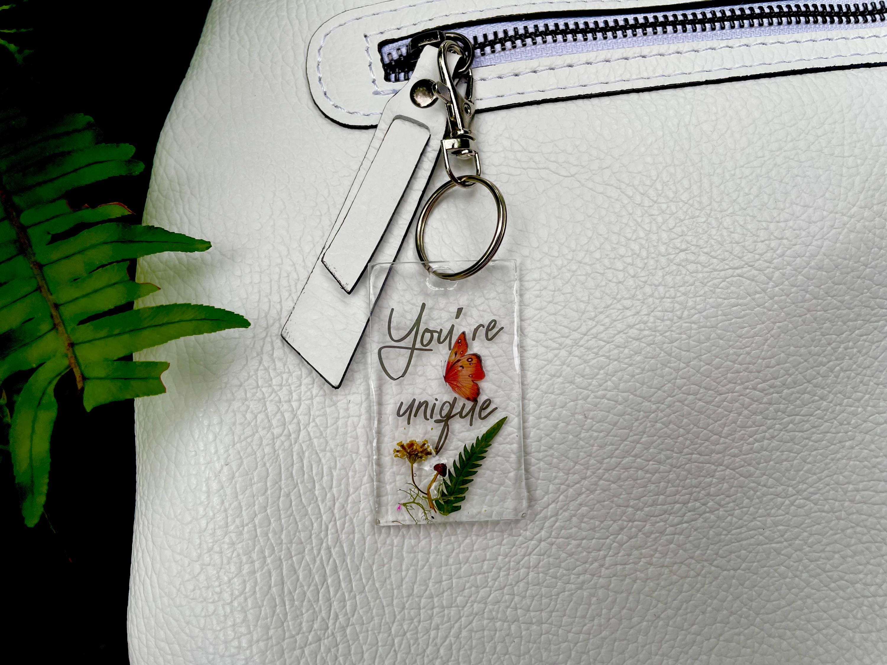 Resin Keychain: Real Mushroom, Fern & Wildflower Purse Charm
