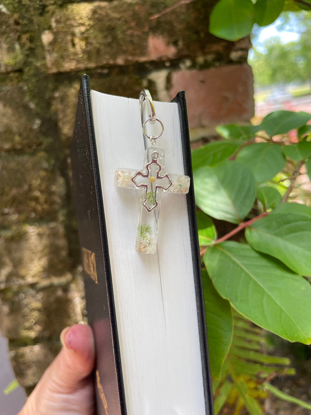 Birthstone Personalized Handmade Cross Bible Bookmark with Baby's Breath Flowers & Mustard Seed: Faith Inspired