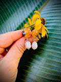 Baroque Pearl Sunflower Earrings Stud: August and July Birth Flower Jewelry
