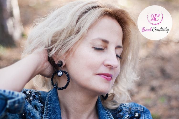 Christmas gifts for her mom, Big gold hoop earrings for bride, wedding clip on earrings, dangle and drop beaded hoop earrings for girlfriend