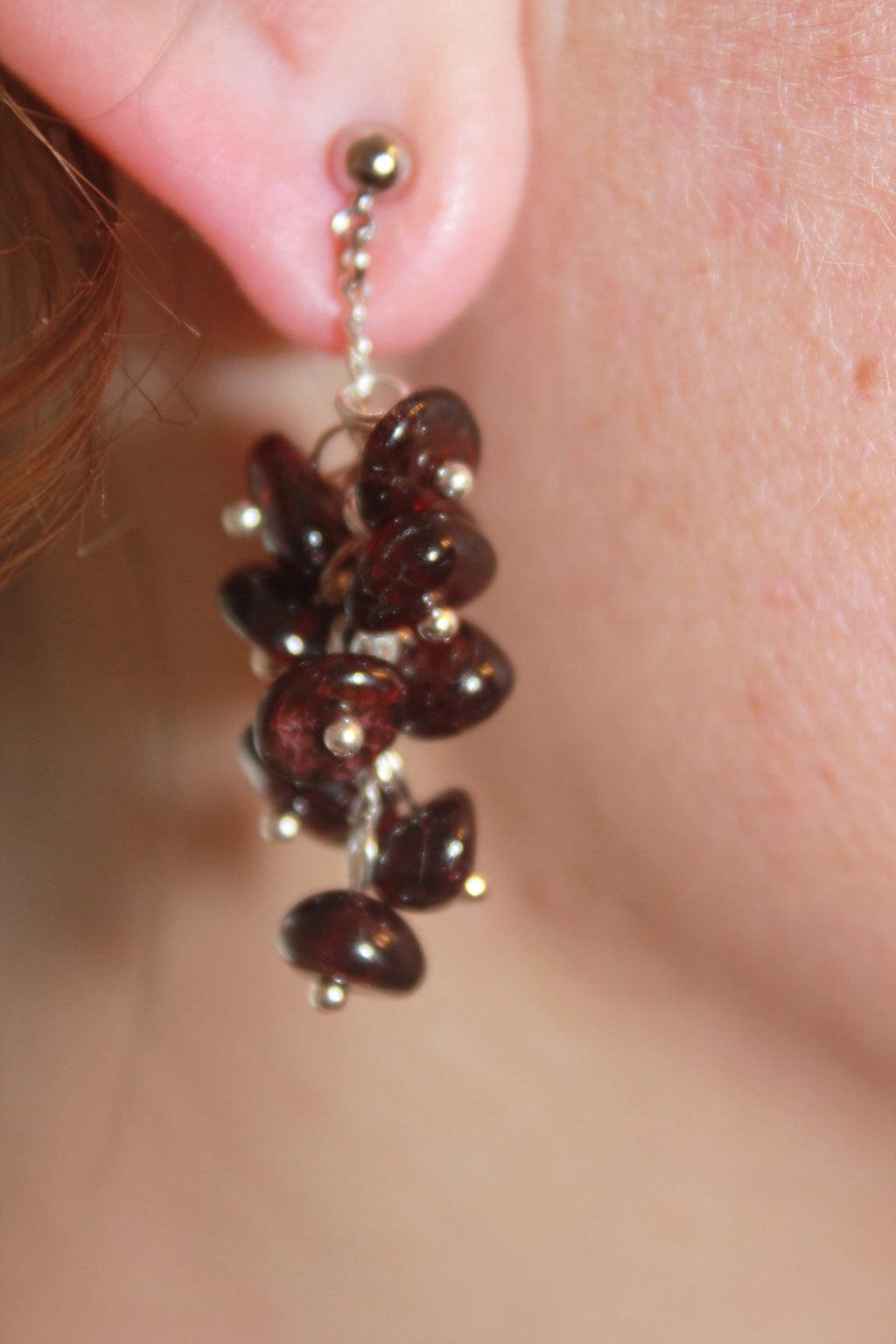 Red Garnet Beaded Necklace: Burgundy Collar Choker for January Birthdays & 2nd Anniversaries