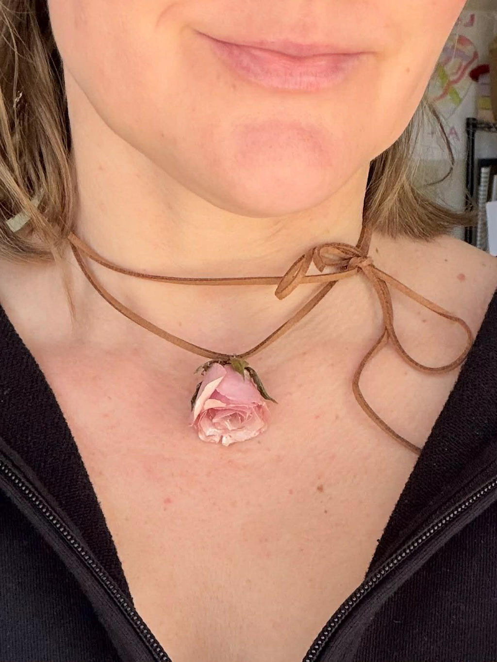 Real Rose Flower Choker - Botanical Floral Necklaces for Bride Whimsical Prom Bridesmaid Jewelry