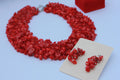 Statement Red Coral Necklace Beaded: Multistrand Raw Crystal Collar Choker for Special Occasions