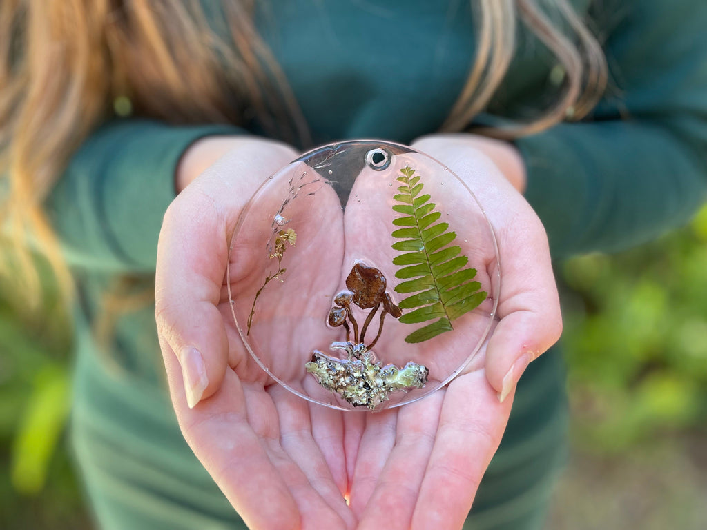 Personalized Real Mushroom Family Sun Catcher Christmas ornaments Woodland Mushroom Ornament Unique Holiday gift Baby shower Forest ornament