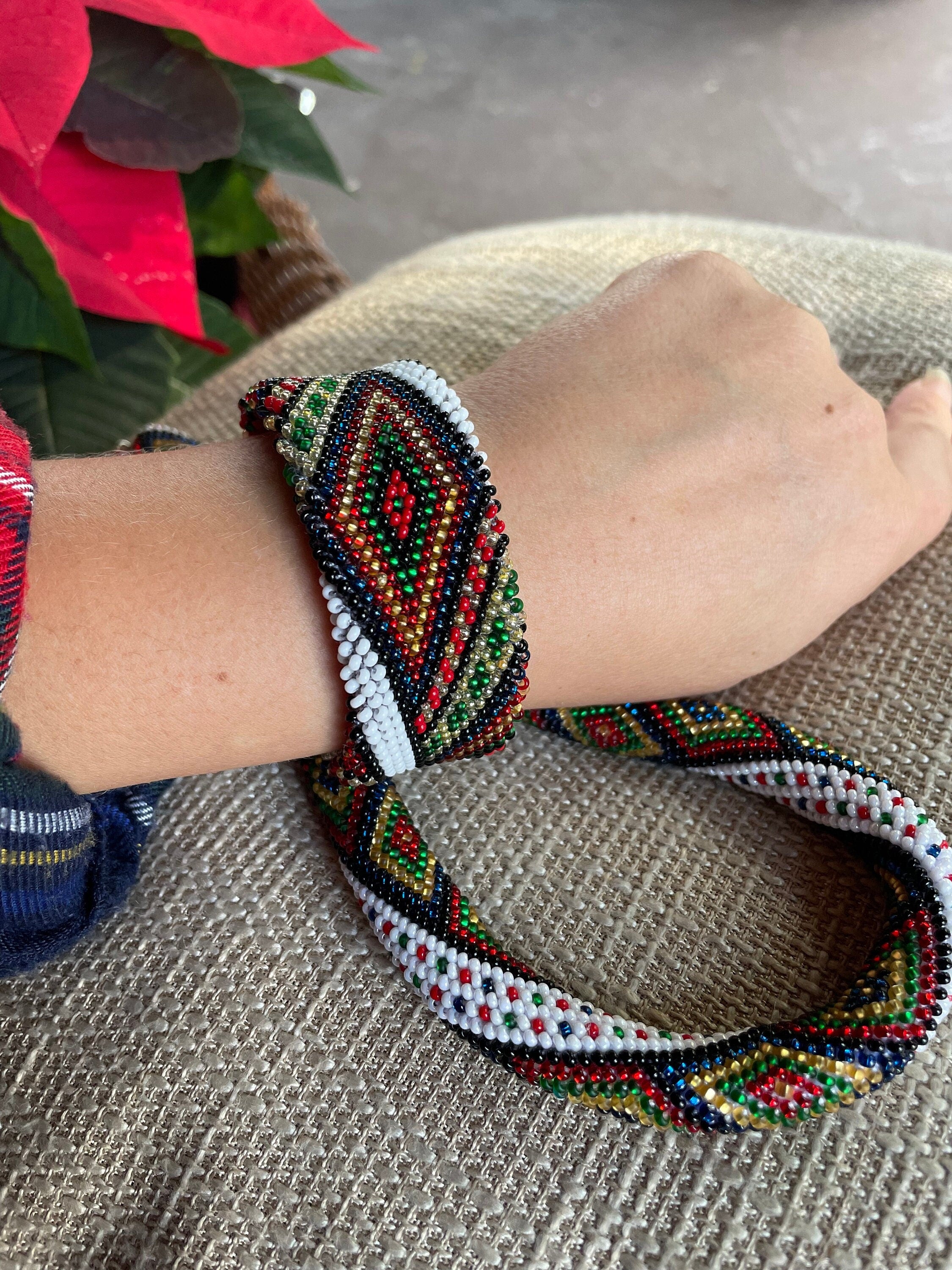 Ukrainian geometric beadwork choker Vyshyvanka seed beads necklace crochet ethnic style gift Bukovyna ethnic necklace ColChristmas clearance