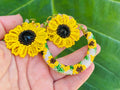 Sunflower bracelet, Seed bead bracelet bridal, flower bracelets for women, Ukraine sunflower, floral bracelet for girls, Ukrainian seller