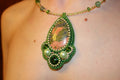 Unakite pendant crystal necklace unique, fertility crystal gift wife, beaded embroidered gemstone chakra jewelry for her, Mothers day gifts