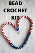 Do It Yourself kit necklace USA Flag mom, Kit to make necklace, bead crochet kit, seed bead kit, DIY Kit for Adults all supplies lncluded