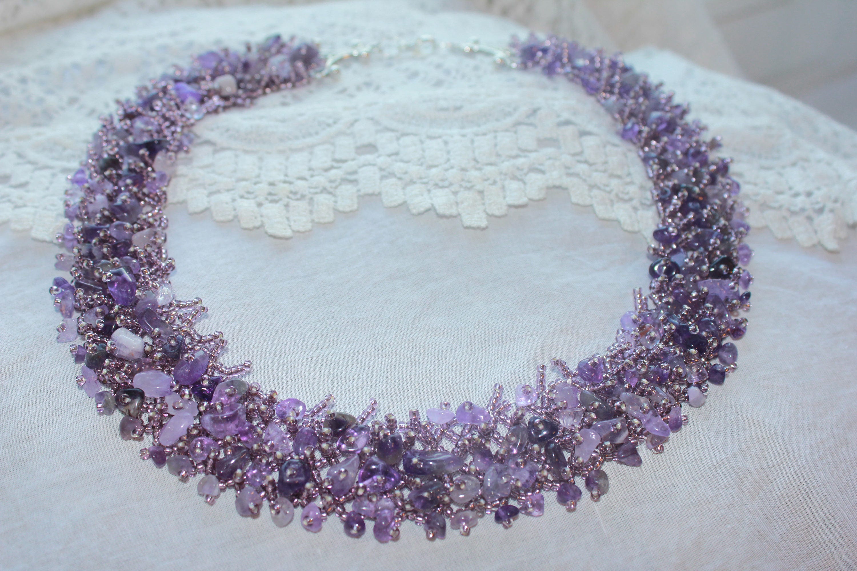 Amethyst necklace Personalized Christmas birthday gift for her mom grandma Pisces February birthstone collar choker purple wedding necklace