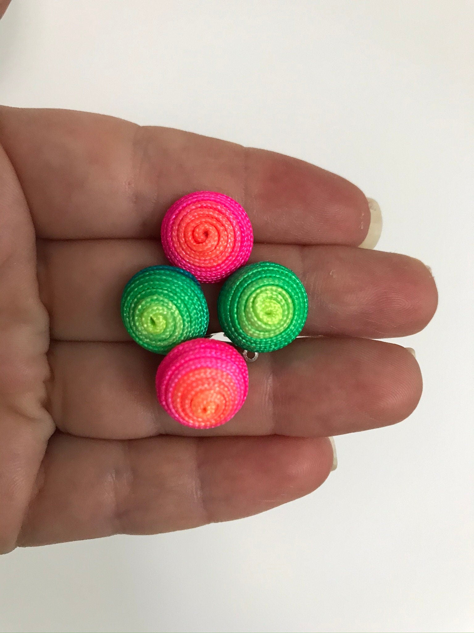 12mm rainbow silk wrapped Earring Set of 3 pairs, simple bead post earrings, small stud earrings Earring Gift Set, bachelorette party favors