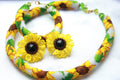 Ukrainian national flower Sunflower Necklace for women, handmade, Crochet Necklace for her mom, Ukrainian jewelry bracelet, Ukraine seller
