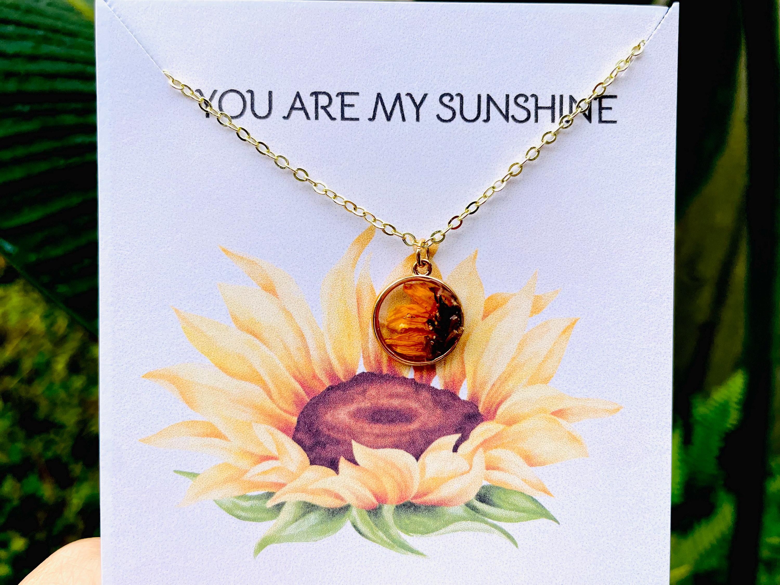 Real Pressed Sunflower Necklace: Gold/Silver Floral Charm, Birth Flower Anniversary Gift