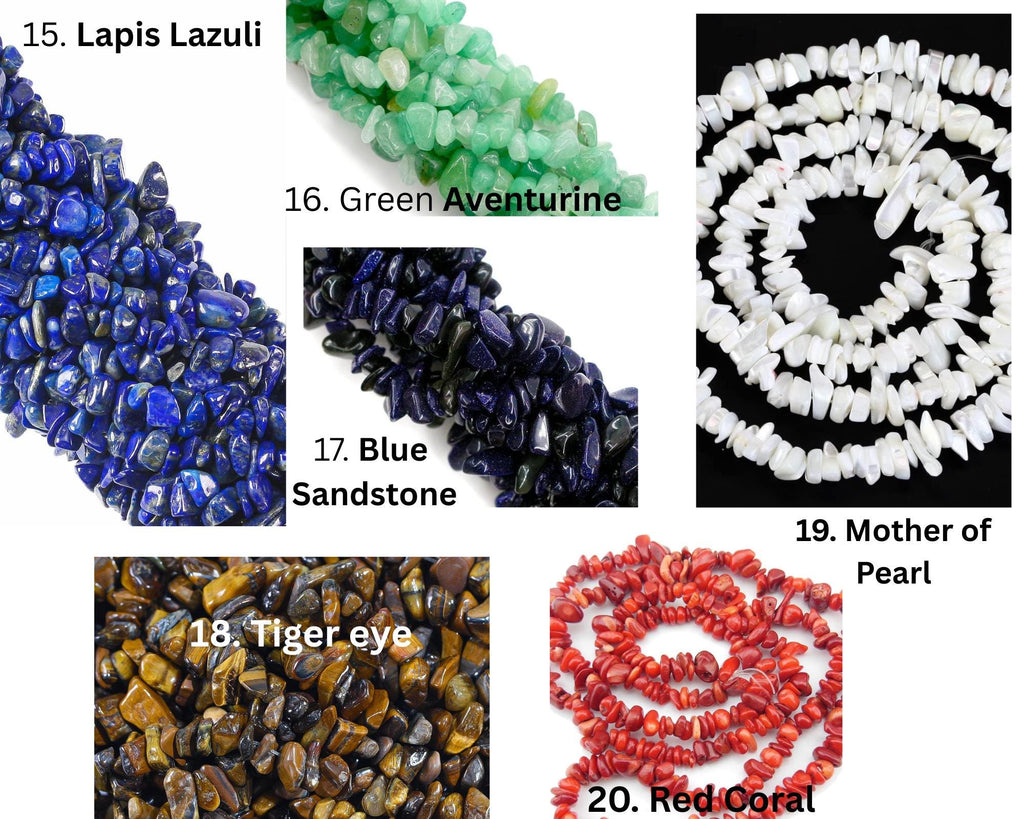 Personalized Natural Raw Gemstone Beaded Bracelet Stainless Steel Handmade Cuff 1 inch wide: 20 Custom Birthstone
