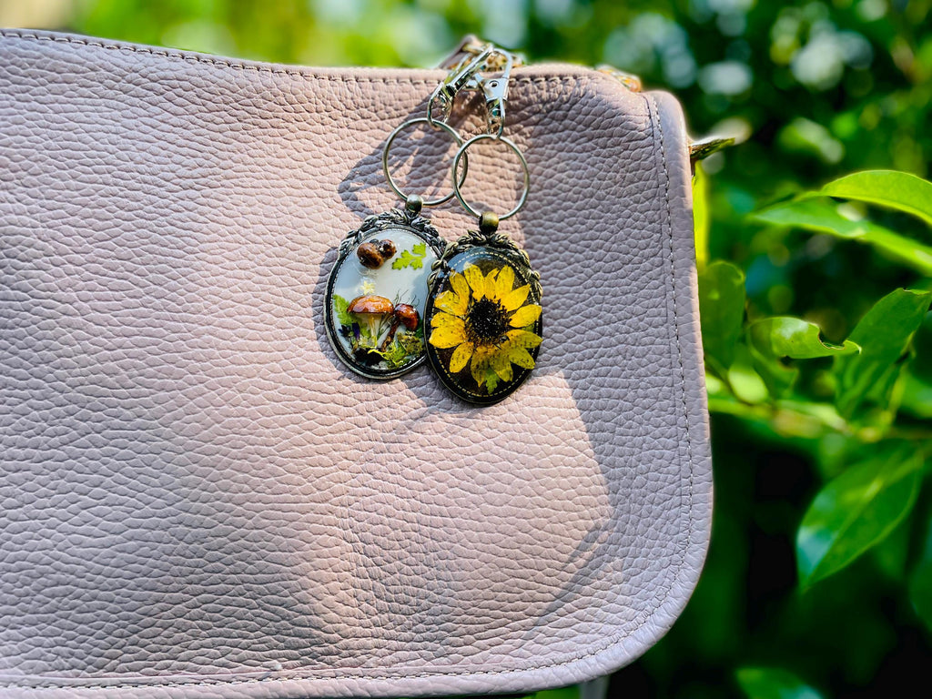 Fairy Mushroom Resin Keychain: Magic Forest Terrarium Bag Charm
