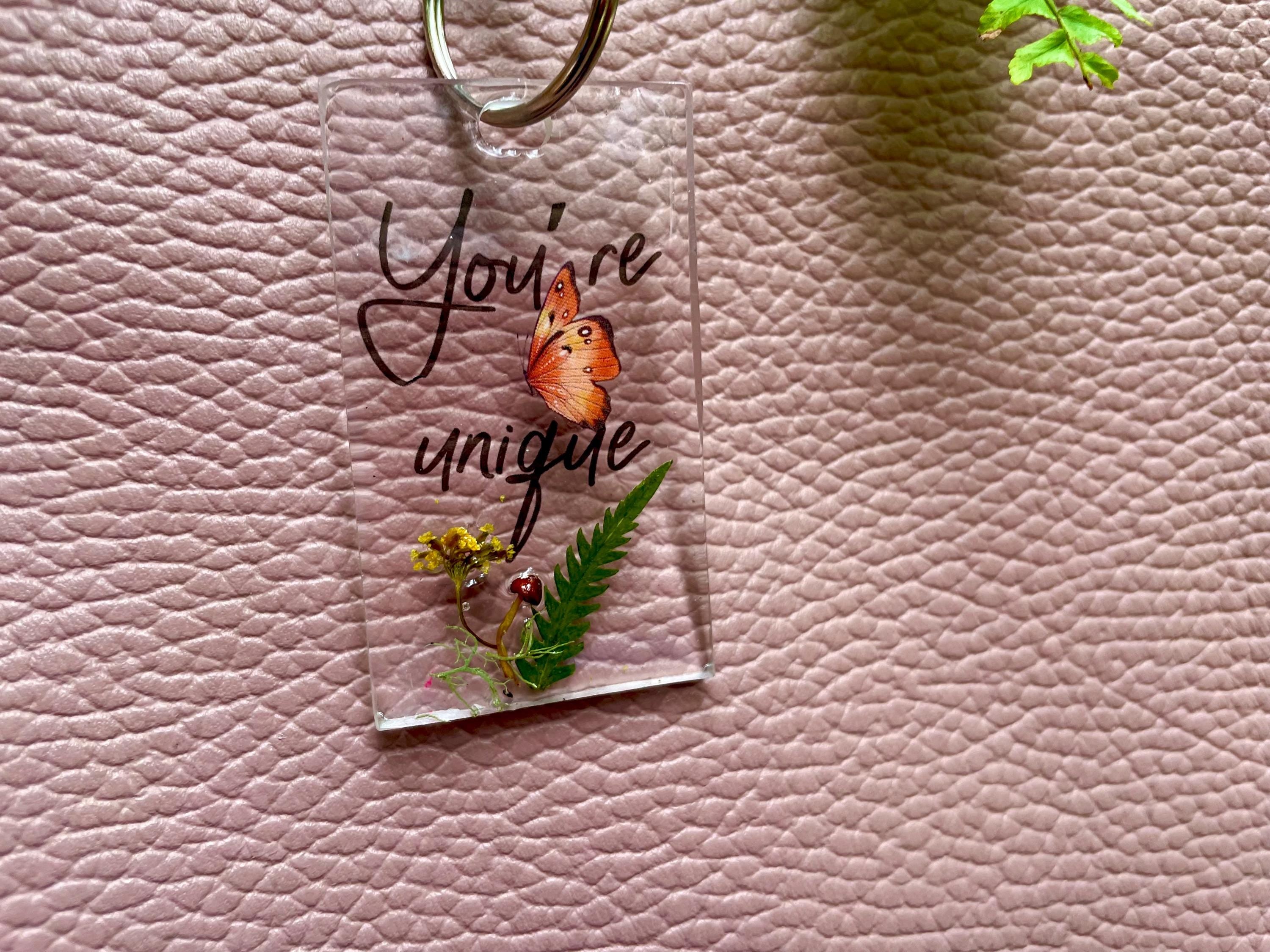 Resin Keychain: Real Mushroom, Fern & Wildflower Purse Charm