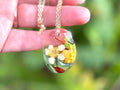 Apple Blossom Necklace: Real Apple Pendant, Leather Cord