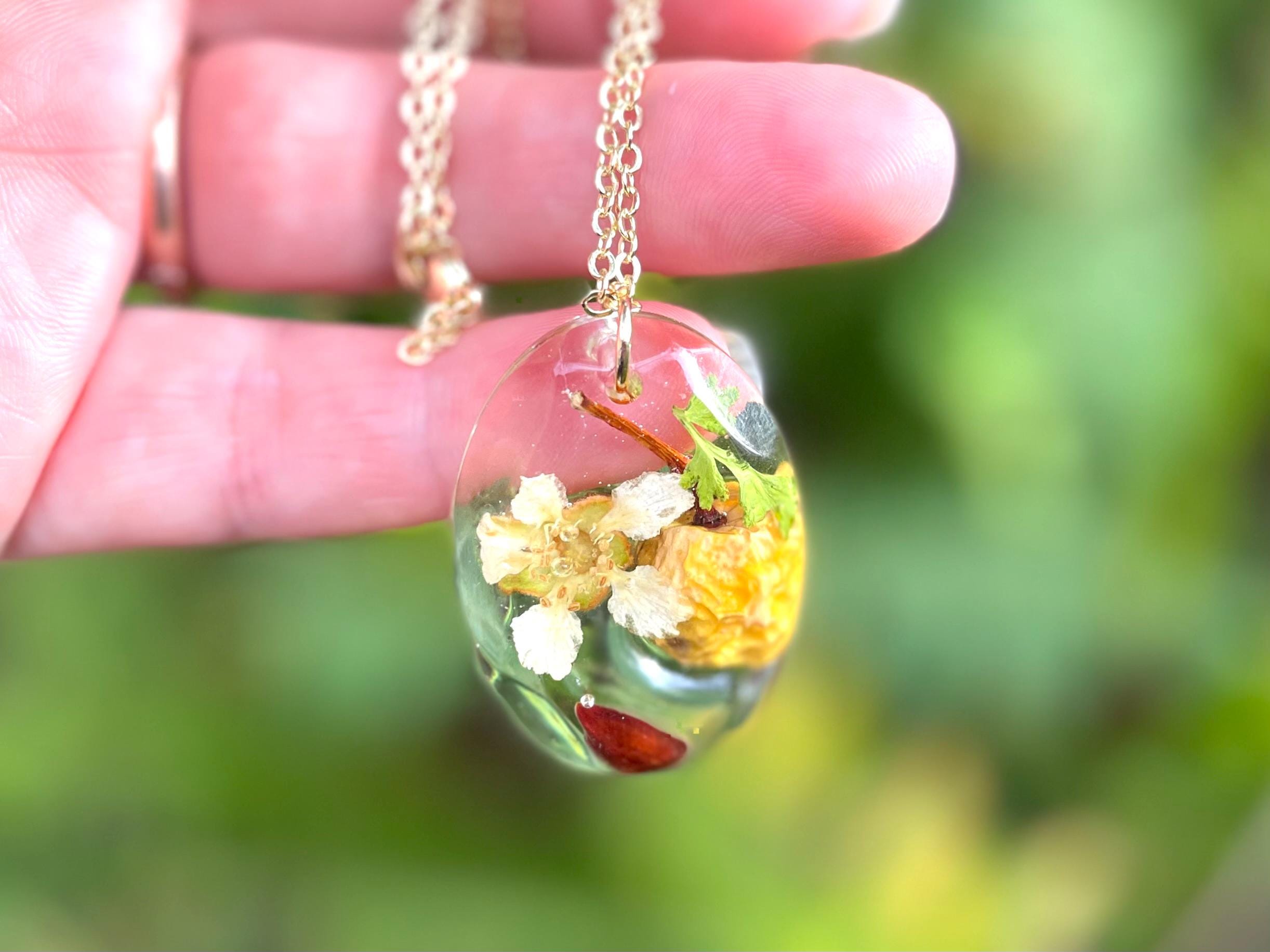 Apple Blossom Necklace: Real Apple Pendant, Leather Cord