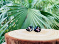 Dainty minimalist teardrop black pink flower resin earrings studs and necklace jewelry set unique holiday gift for best friend 21 birthday