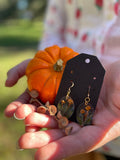 Mushroom Earrings: Resin Dangle with Real Moss & Fern - Gold or Silver