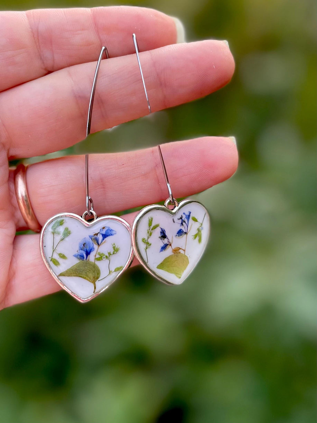 Vintage Silver Heart Drop Earrings: Romantic Porcelain Inspired Jewelry
