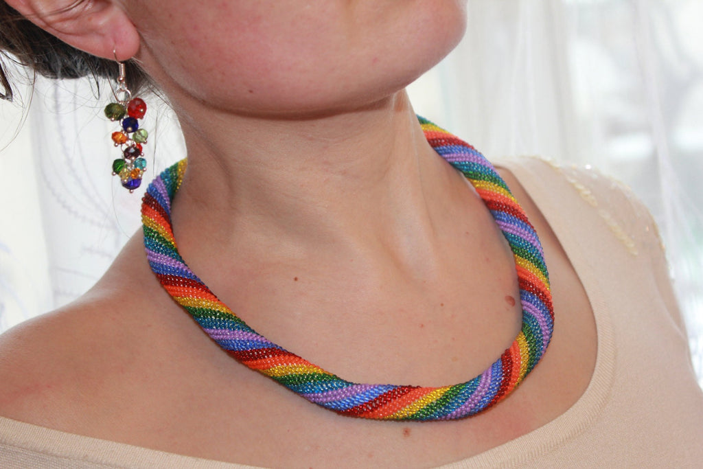 Handmade Rainbow Crystal Cluster Earrings: Colorful Dangle Jewelry