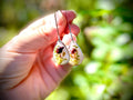 Real Mushroom Moss Dangle Earrings: Sterling Silver Threader, Woodland Fairy Jewelry