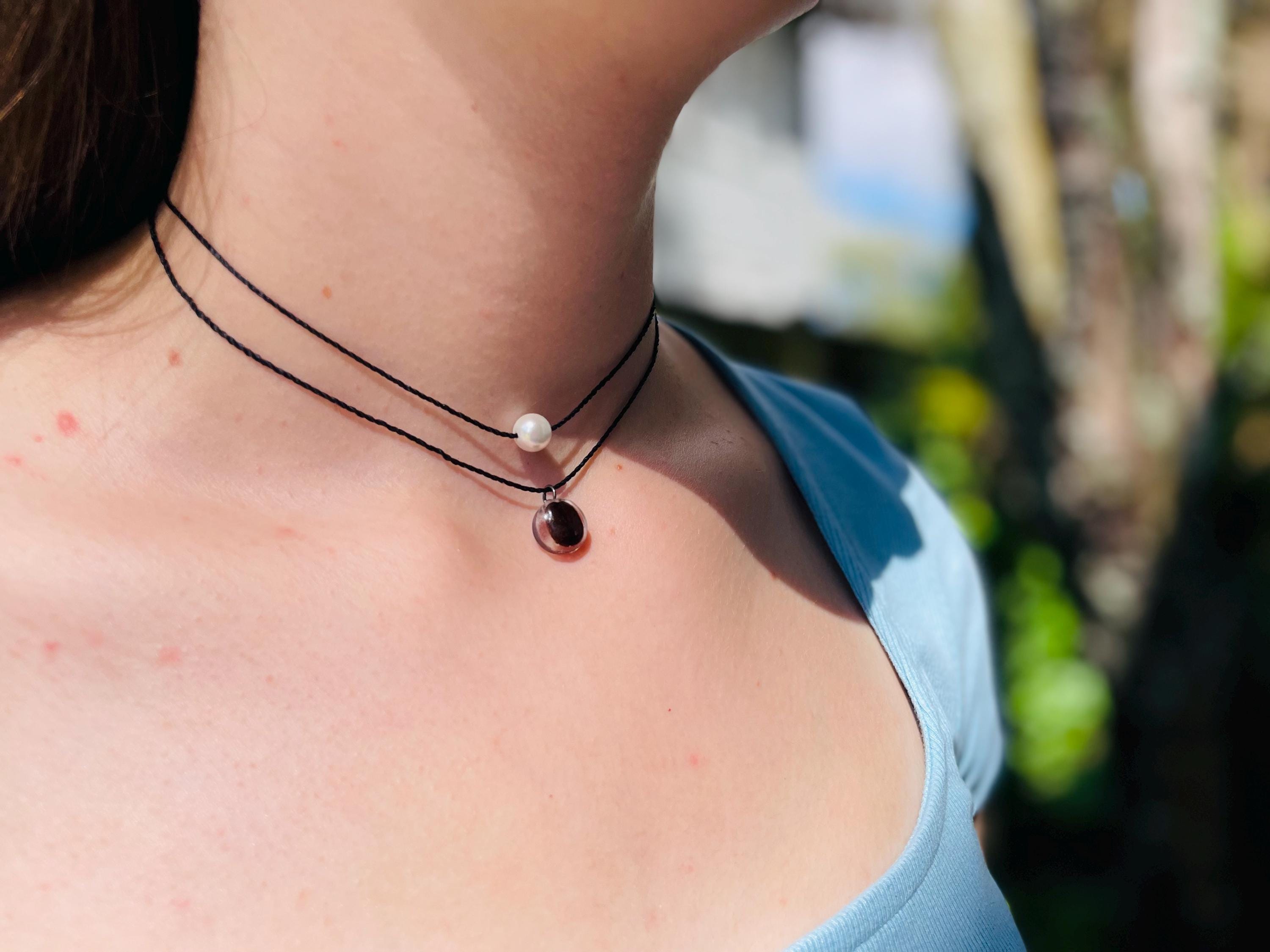 Custom Birth Flower Pearl Handmade Cord Choker: Real Sunflower Charm Necklace Personalized
