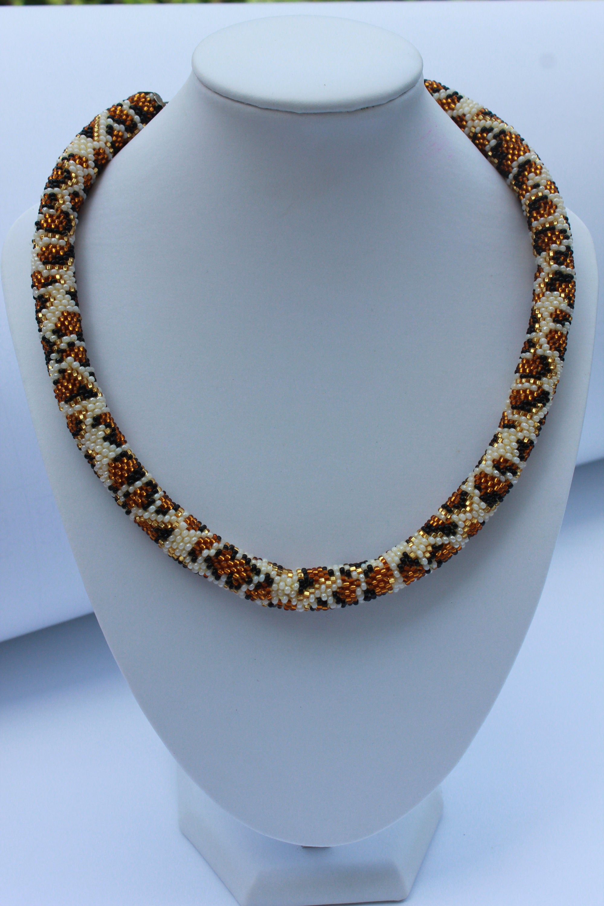 Leopard Necklace, animals jewelry, Bead crochet Necklace, leopard jewelry set, ethnic necklace, women choker collar,  handmade gifts for mom