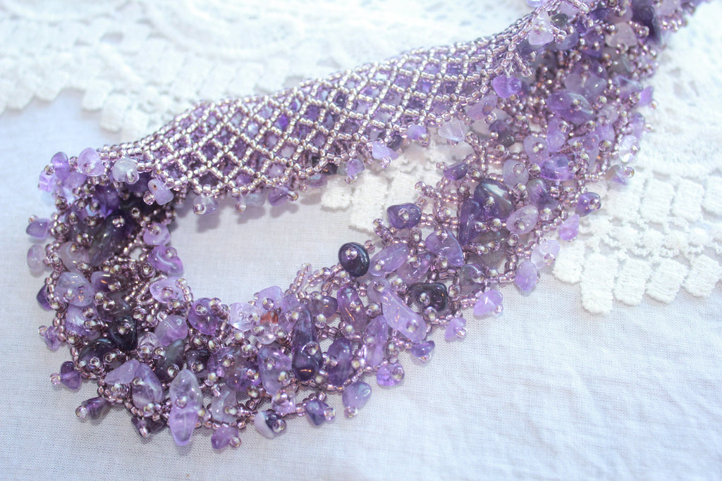 Amethyst necklace Personalized Christmas birthday gift for her mom grandma Pisces February birthstone collar choker purple wedding necklace
