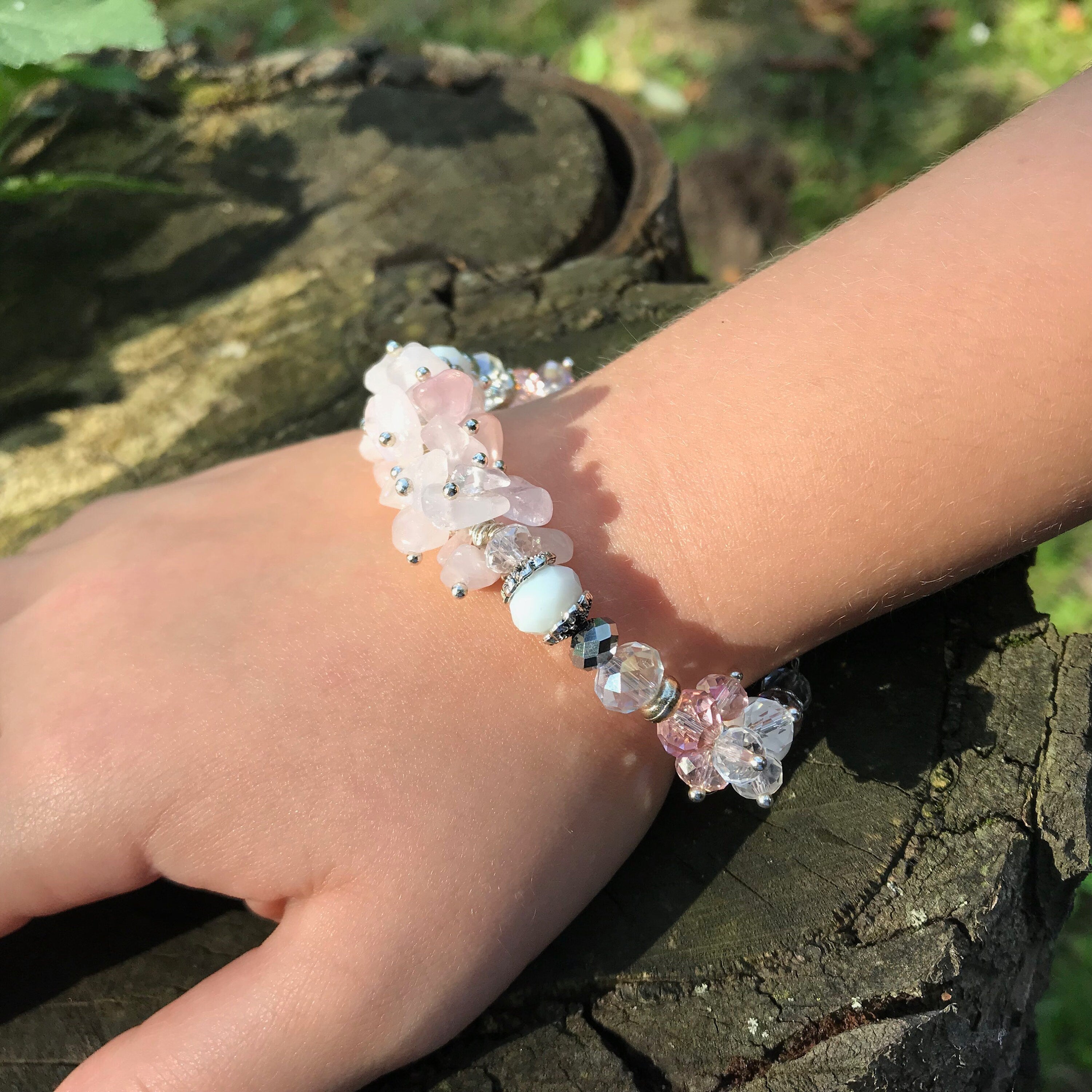 Custom birthstone bracelet Amethyst, garnet January birthstone bracelet, handmade jewelry, Mother in law Godmother personalized holiday gift