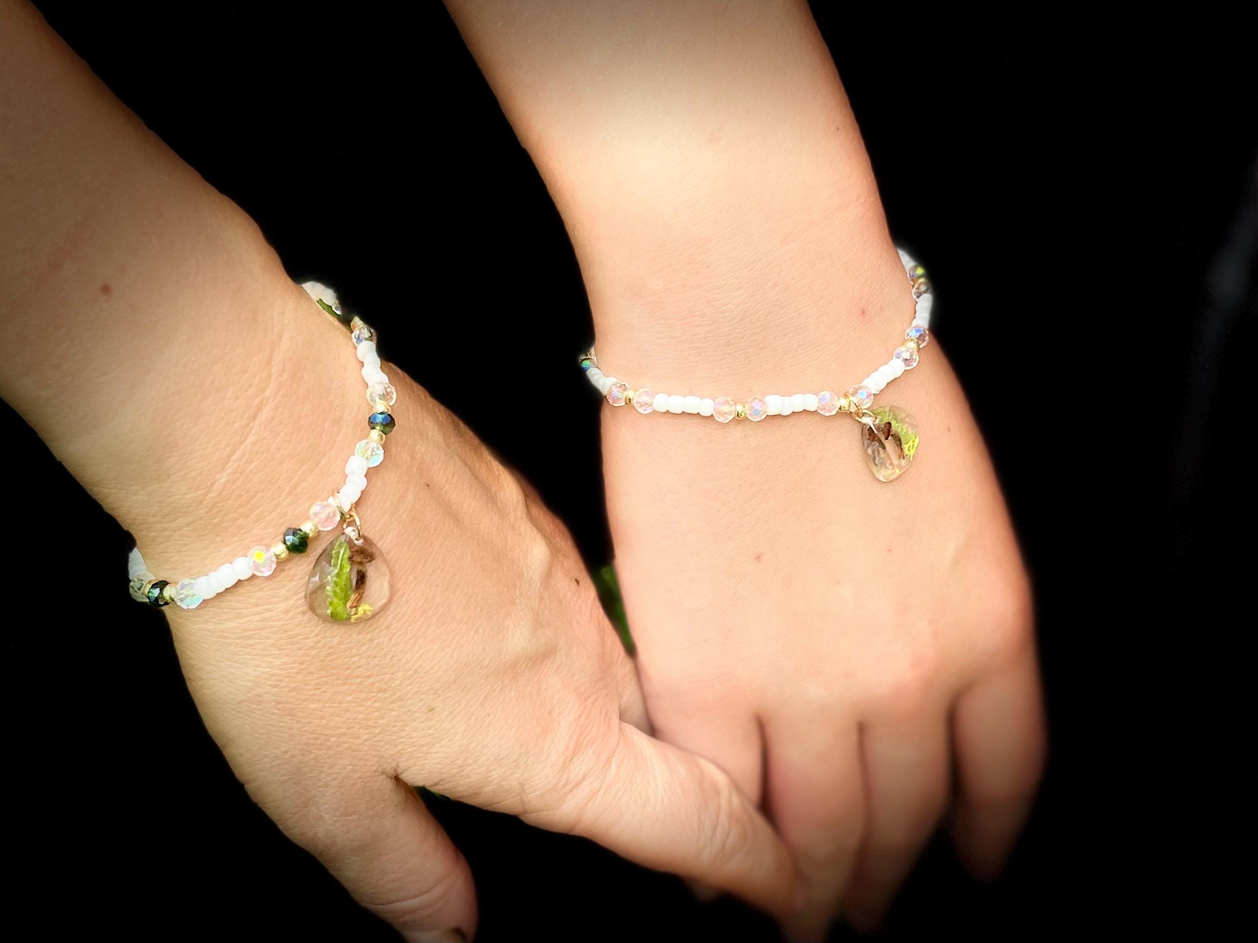 Mother Daughter Matching Bracelets: Mustard Seed Charm, Customizable