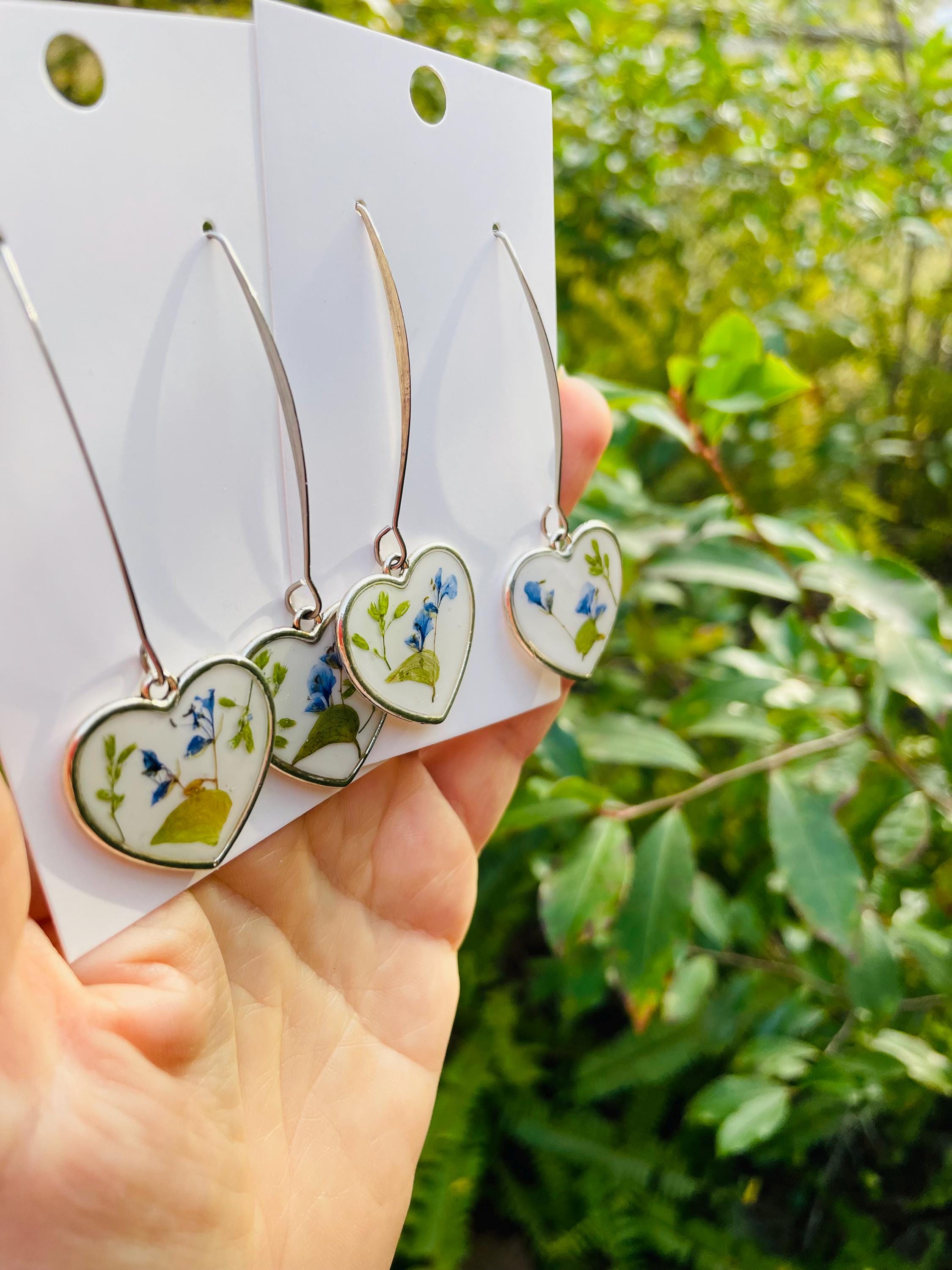 Vintage Silver Heart Drop Earrings: Romantic Porcelain Inspired Jewelry