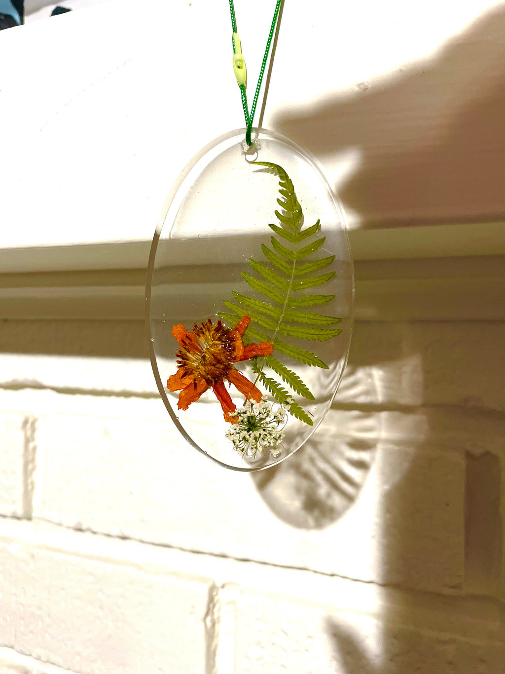 Resin Easter Egg Ornament: Real Violet and Fern Botanical Decor