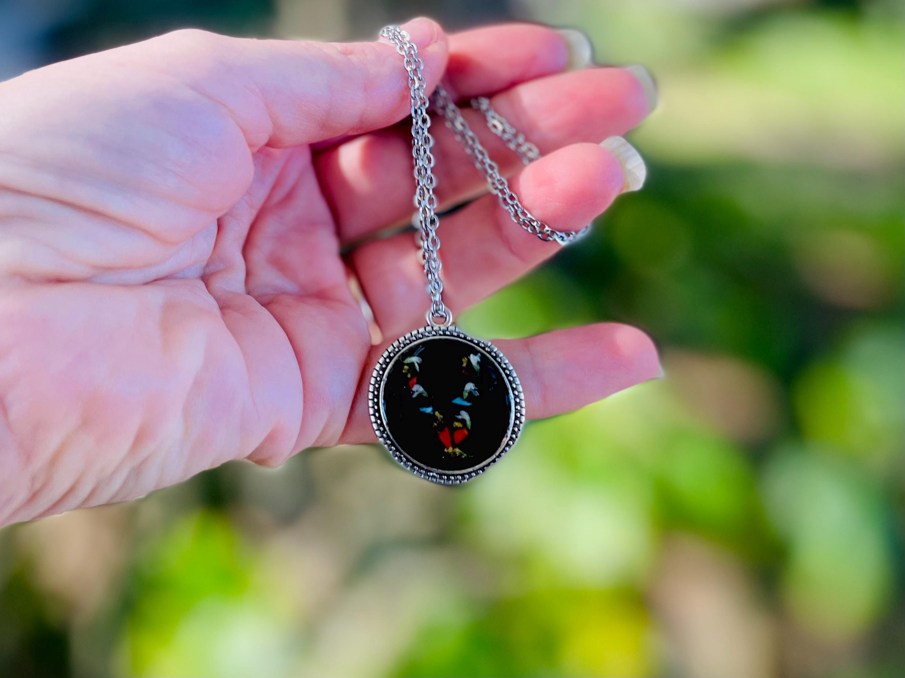 Pressed Flower Initial Necklace: Gothic Personalized Birthflower Jewelry