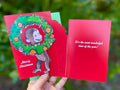 Curious George Christmas Card Boxed Funny Holiday Greeting Card with Monkey and Christmas Wreath It’s the Most Wonderful Time of the Year