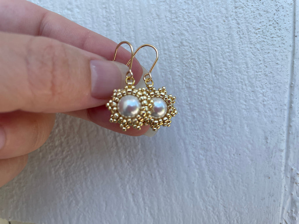 Sterling silver or gold filled Pearl minimalist wedding earrings, Flower girl dainty earrings bridal, wedding earrings set, Bridesmaid gifts