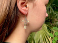 Resin Cross Earrings: Silver, Mustard Seed, Baby's Breath, Birthstone