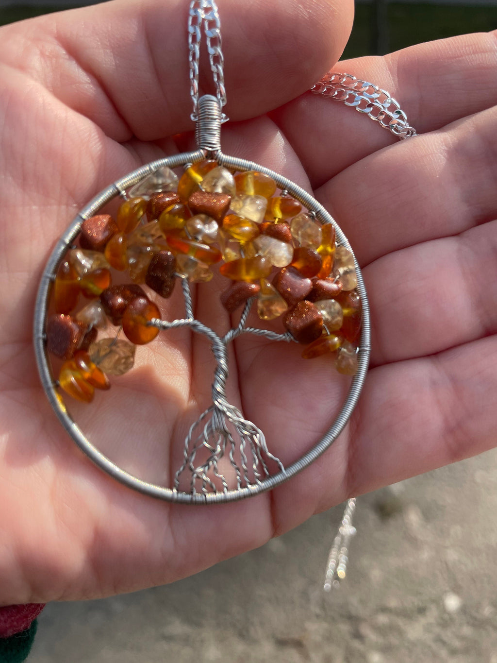Unique tree of life birthstone necklace pendant for women Raw crystal wire wrapped jewelry Gemstone charm necklace personalized father gift