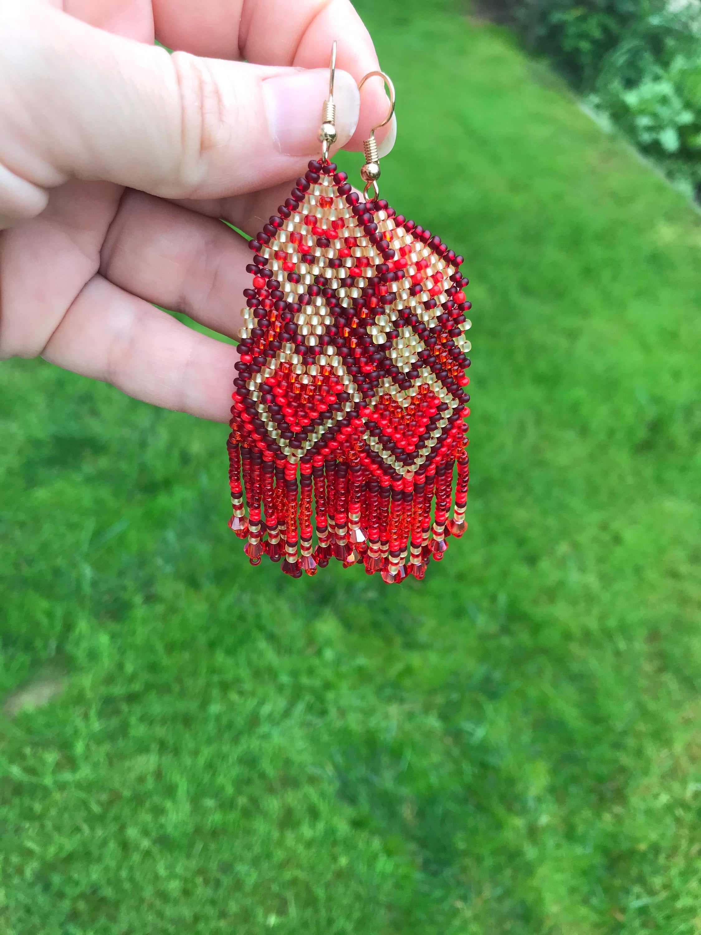 Turquoise beaded earrings Long earrings Fringe earrings Ombre earrings Seed bead earrings Chandelier earring Boho beadwork earrings Dangle